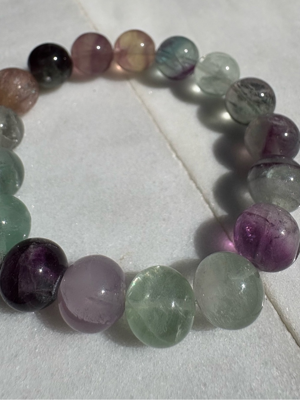 Natural Rainbow Fluorite Beaded Stretch bracelet new
